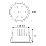 Foco empotrar LED fijo Redondo Ø80mm PUNT 15W 24º UGR15